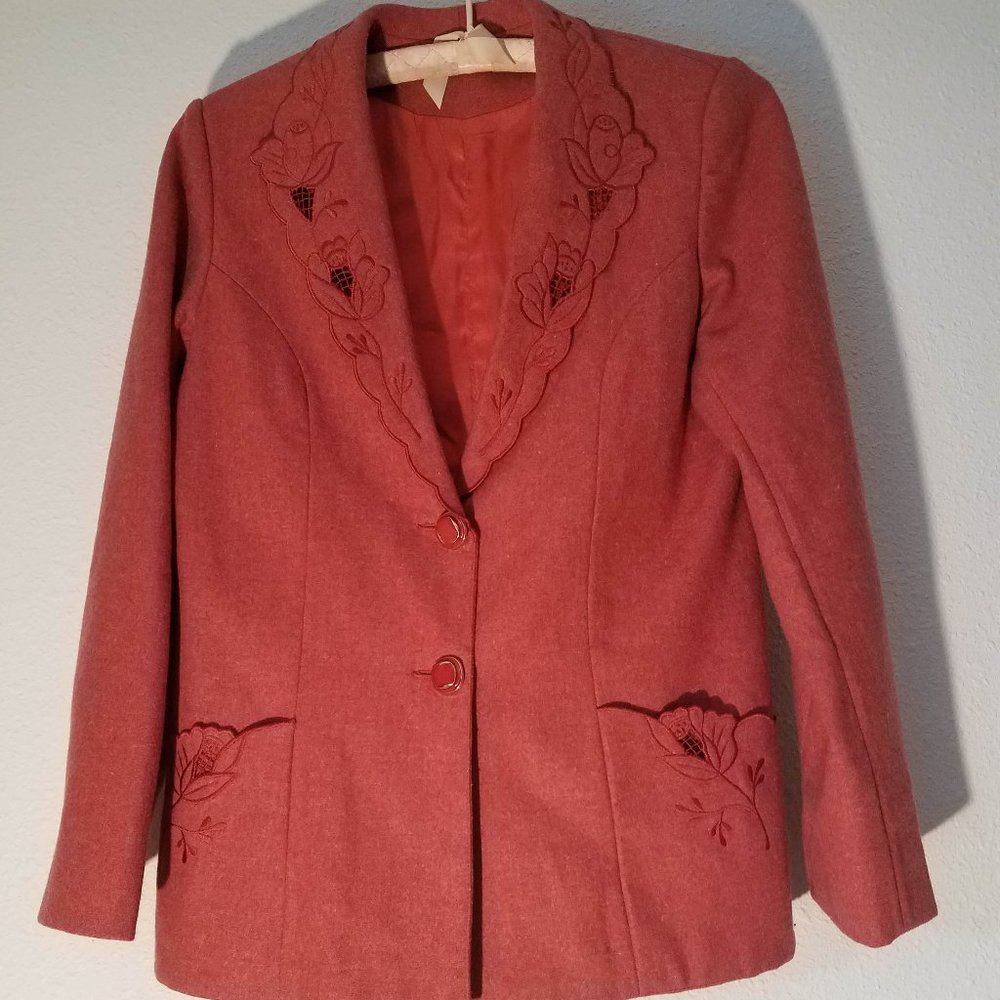 Vintage 80s German Style Alpine Blazer Medium - Picture 1 of 7